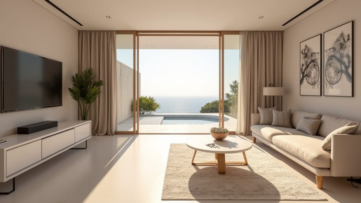 Clés sur table dans l'entrée d'une résidence moderniste de luxe prête à emménager. Découvrez les régions ensoleillées Costa del Sol pour acheter résidence ensoleillée Costa del Sol.