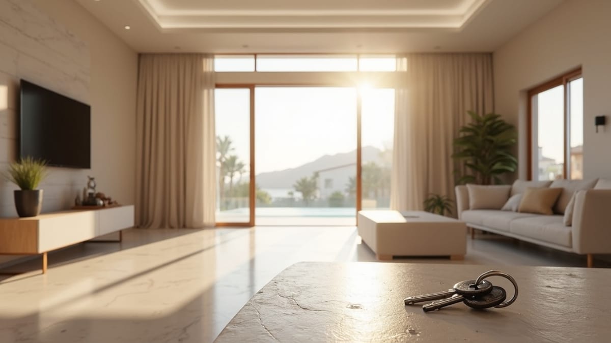 Professional guide till köpa nyproduktion Costa del Sol: inflyttningsklar minimalistisk entré, nycklar redo.