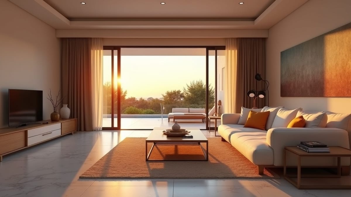 Luxus tengerre néző kilátás Costa del Sol golfpályák közelében: elegáns andalúz nappali terasszal.