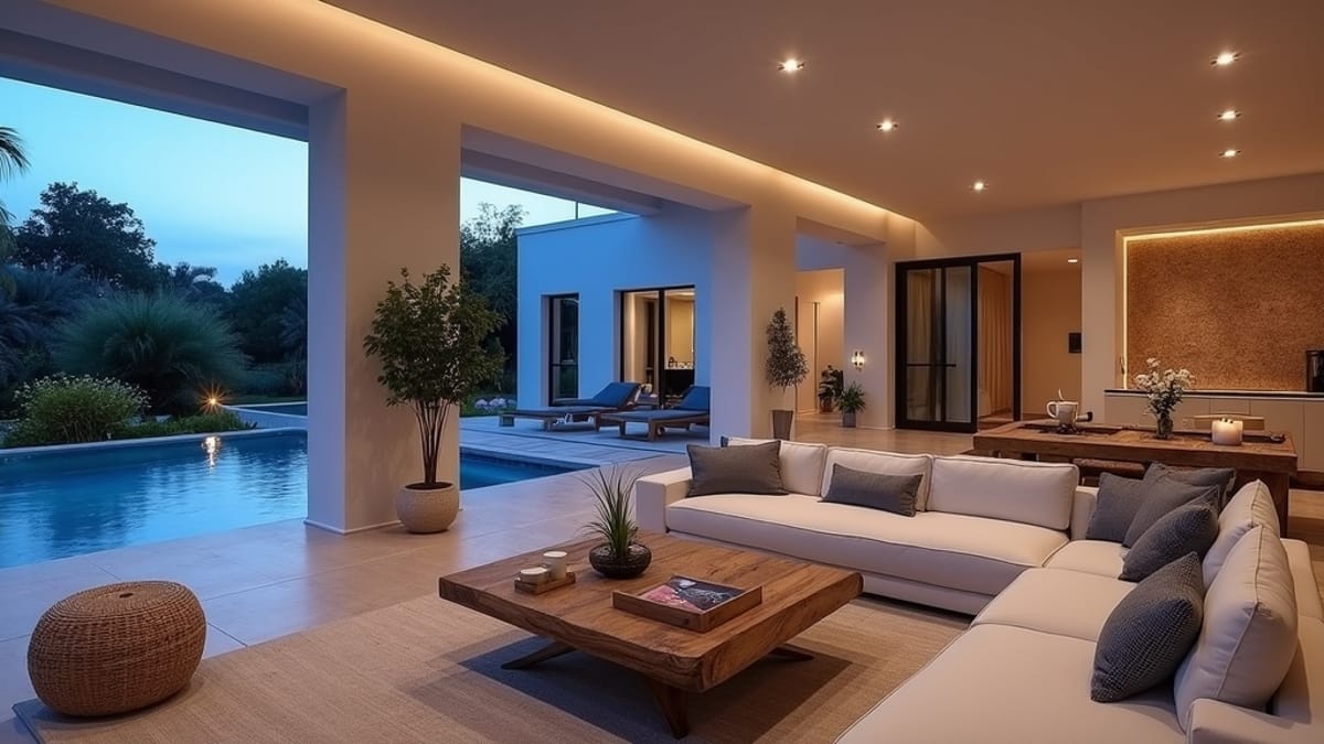 Genießen Sie Entspannung & Wohlbefinden an der Costa del Sol: Großzügiges Wohnzimmer im Kolonialstil mit Mittelmeerküche-Nähe.