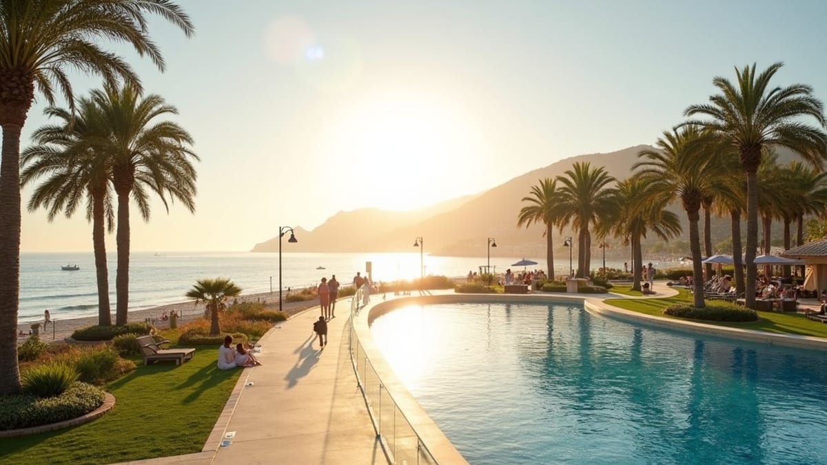 Middelhavsvegetasjon med oliventrær og fjellandskap på Costa del Sol som viser klimatilpasning