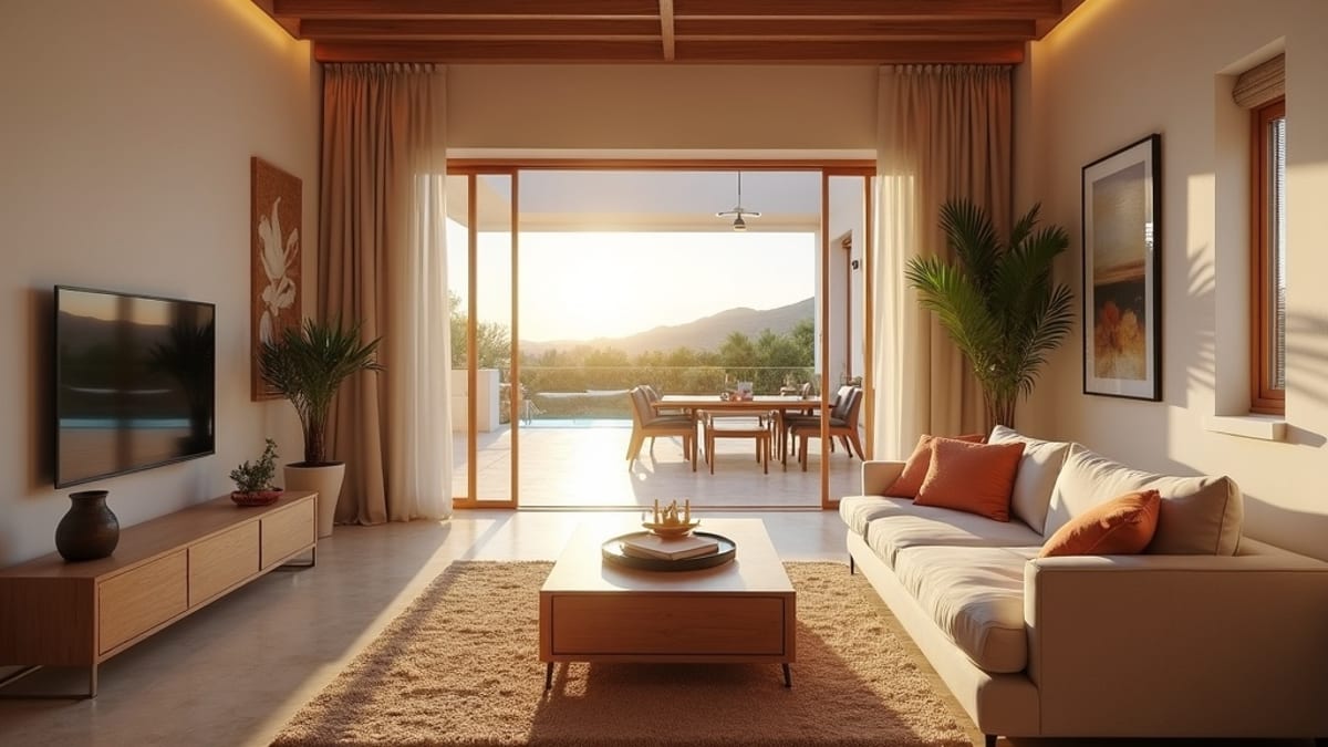 Panorámás kilátás a Costa del Sol-i hegyi villa teraszáról, amely a Földközi-tengerre és az andalúz csúcsokra néz