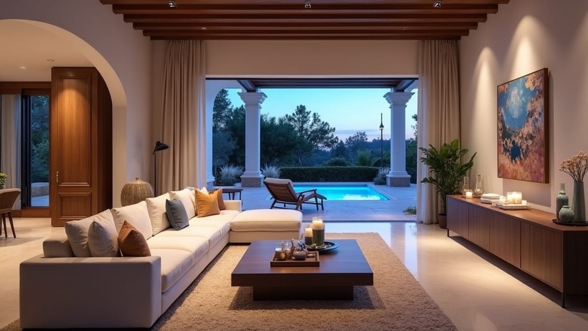 Panoramisk udsigt over Costa del Sols kystlinje, der viser Middelhavets strande med de andalusiske bjerge i baggrunden