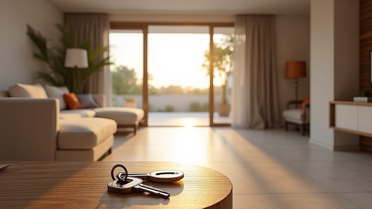 Luksuriøse Costa del Sol strandejendomme med udsigt over Middelhavet og bjergbaggrund på en solrig dag