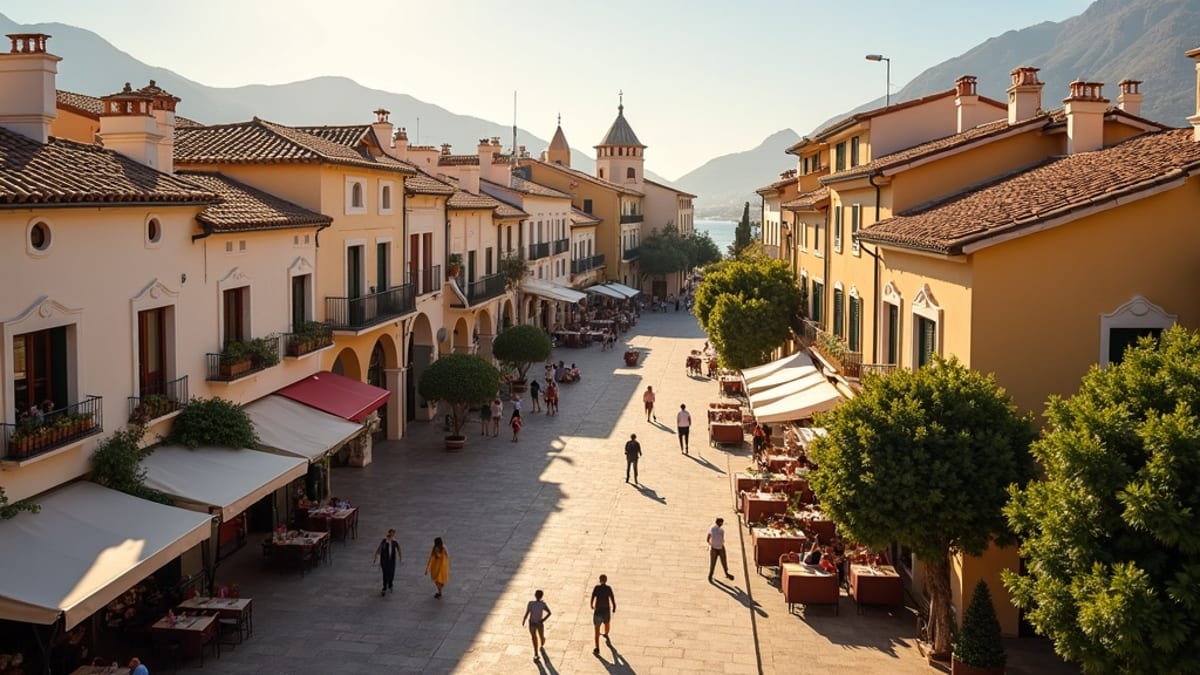 A Costa del Sol partvonalának panorámaképe a Földközi-tengerrel, hegyekkel és bőséges napsütéssel, amely bemutatja a régió tökéletes éghajlatát