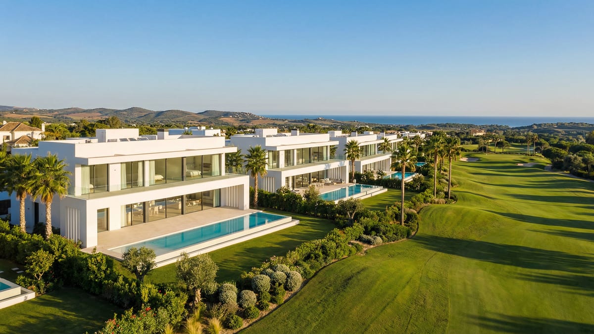 Aerial view of Sotogrande, Costa del Sol showing Mediterranean coastline, luxury properties, and relocation guide opportunities