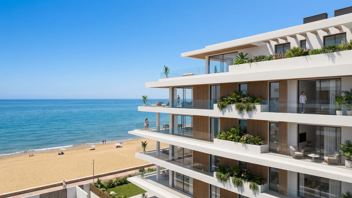 Aerial view of Torremolinos, Costa del Sol showing Mediterranean coastline, luxury properties, and investment guide opportunities