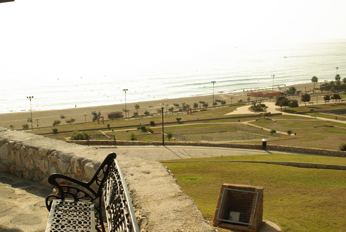 GREEN VALLEY area photograph showing Fuengirola beachfront and seafront park viewed from Sohail Castle, Costa del Sol