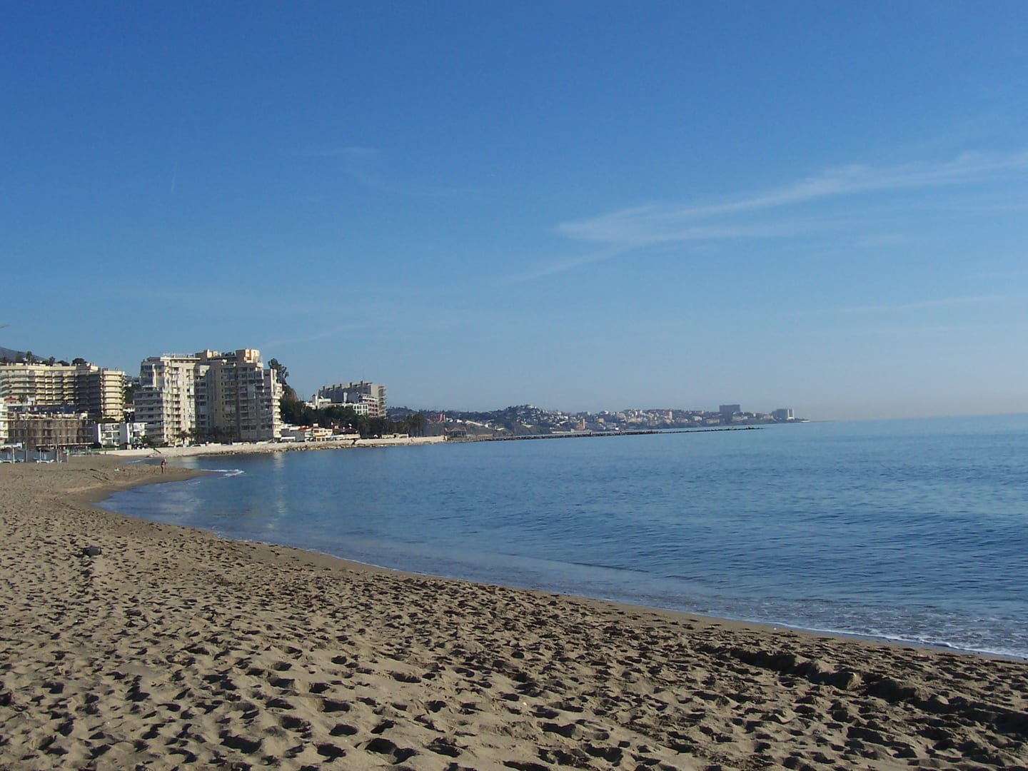 Mediterranean sandy beach and coastal skyline, Costa del Sol near Fuengirola, near HIGUERÓN BAY RESIDENCES