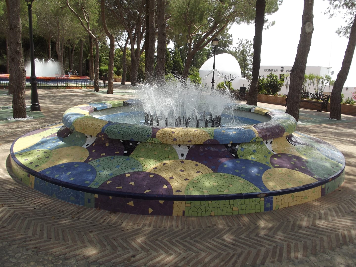 MIJAS SEAVIEWS area photograph of the Mosaic fountain at Paseo de la Muralla, Mijas Pueblo