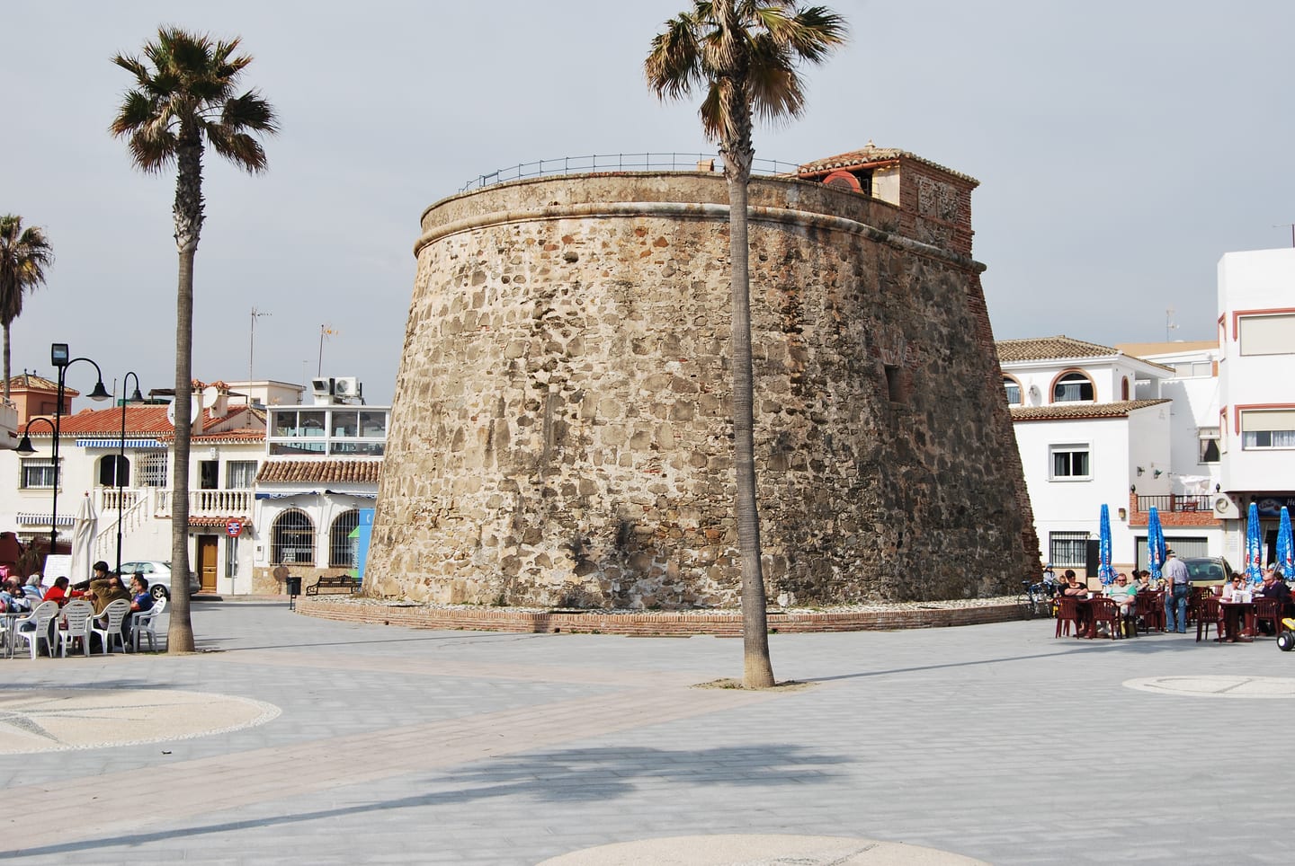 CHAPARRAL SUNSET VILLAS area photograph of Torre Vigía de La Cala, historic Moorish coastal watchtower in La Cala de Mijas public square, Costa del Sol