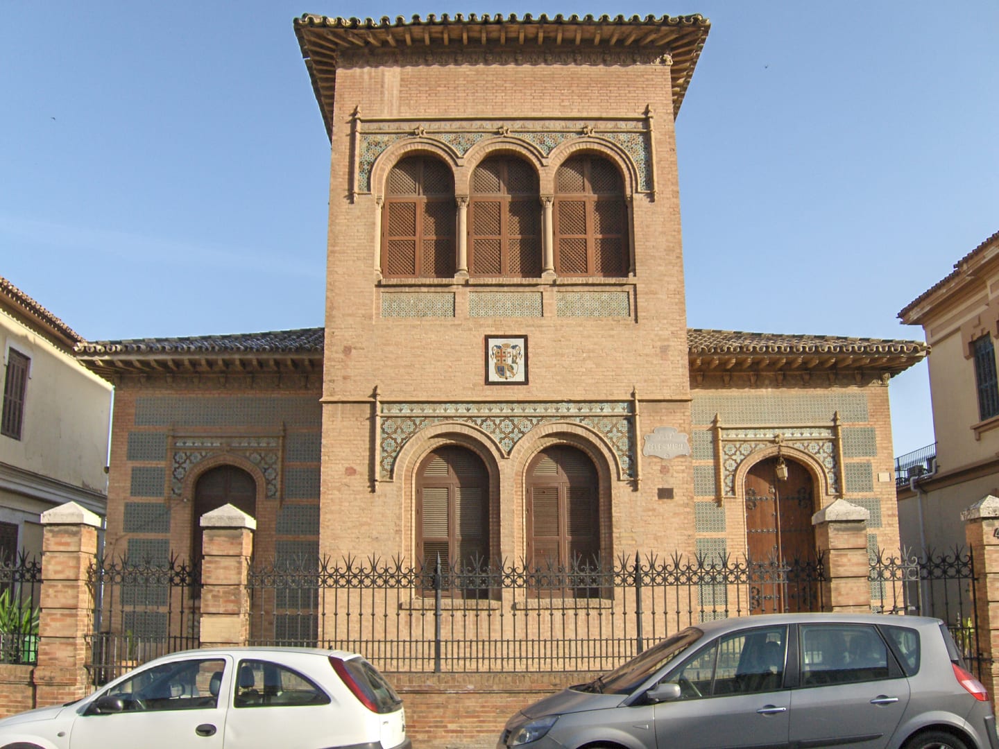 Villa Cele María, a historic Moorish-Revival tiled villa on Paseo de Sancha, Málaga Este, approximately 146 m from the project site, shown as local context near RAMAL DE MONTE SANCHA 8