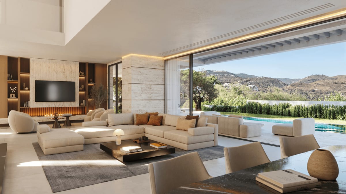 Interior visualisation of BELLA VISTA with the main living area and contemporary finishes.
