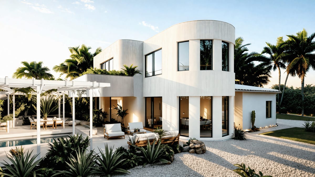 CAN CAYÚ: Exterior view of the villa with terraces and planting.