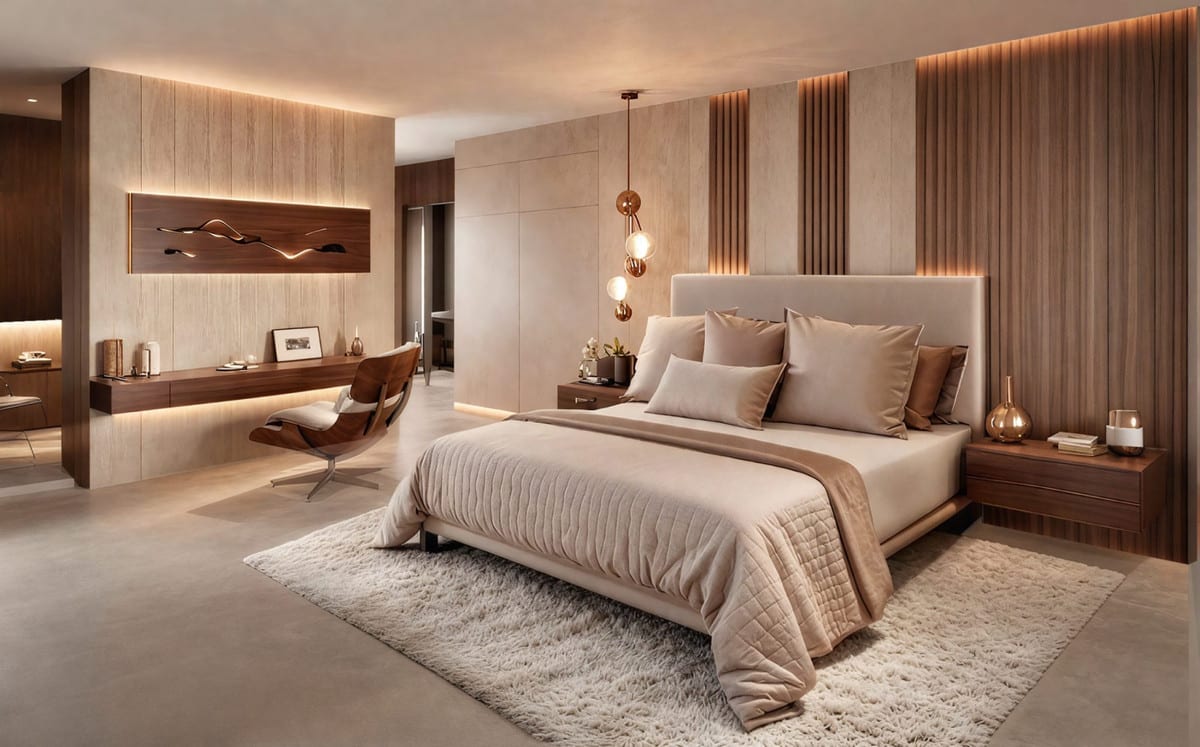 CAN CAYÚ: Bedroom with a double bed and wall finishes.