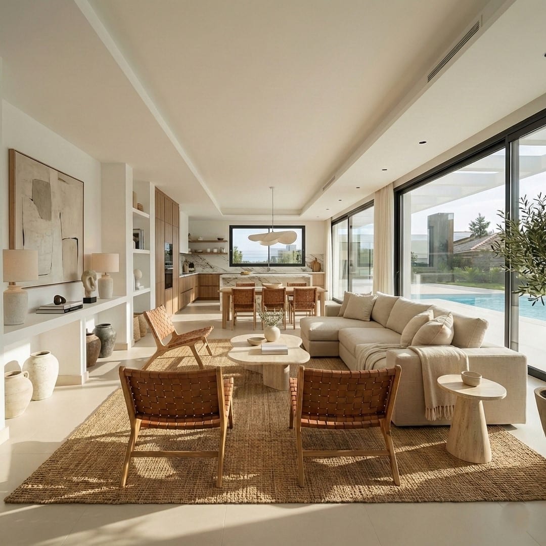 Interior visualisation of CHAPARRAL SUNSET VILLAS with the main living area and contemporary finishes.
