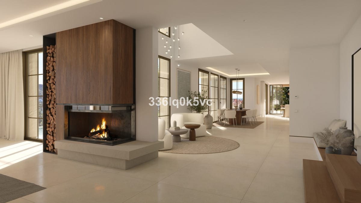 Interior visualisation of EL QUEJIGAL with the main living area and contemporary finishes.