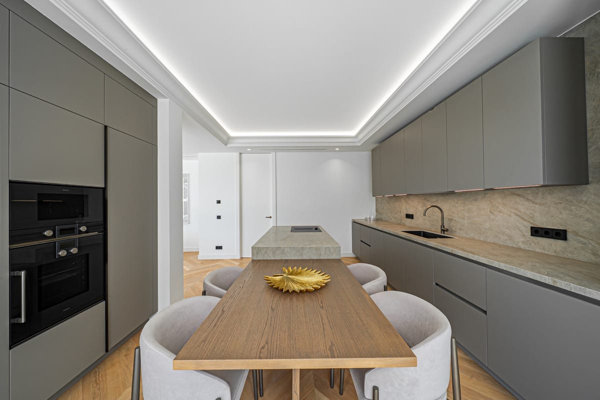 Kitchen visualisation of LOMAS VILLAS with fitted cabinetry, worktop area and natural light.