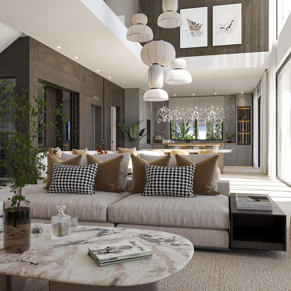 OCYAN VILLAS: Living area with sofas and large windows.