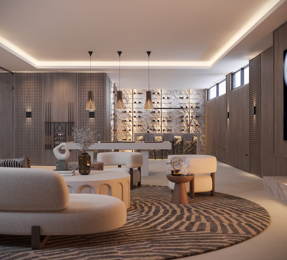 OCYAN VILLAS: Lounge with seating and a bar.