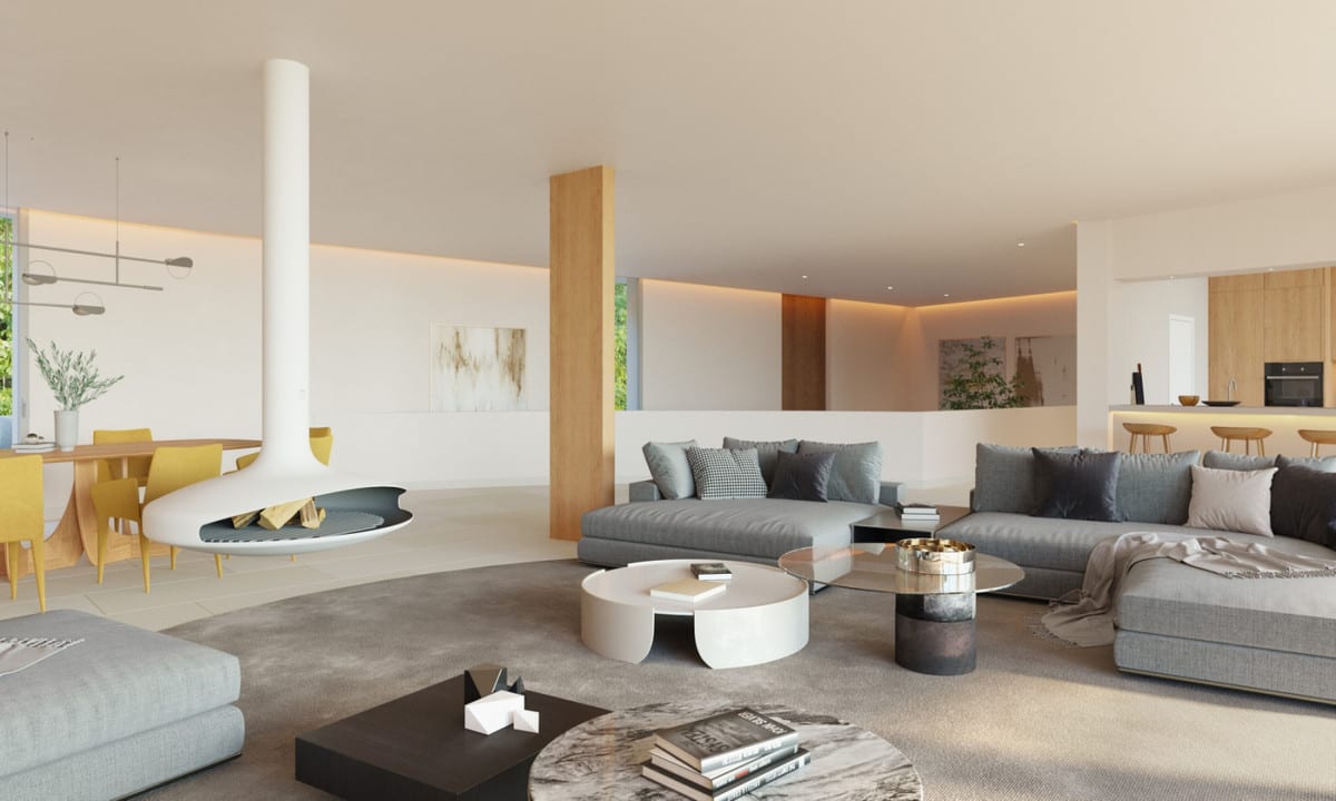 Interior visualisation of THE BAY 7 with the main living area and contemporary finishes.