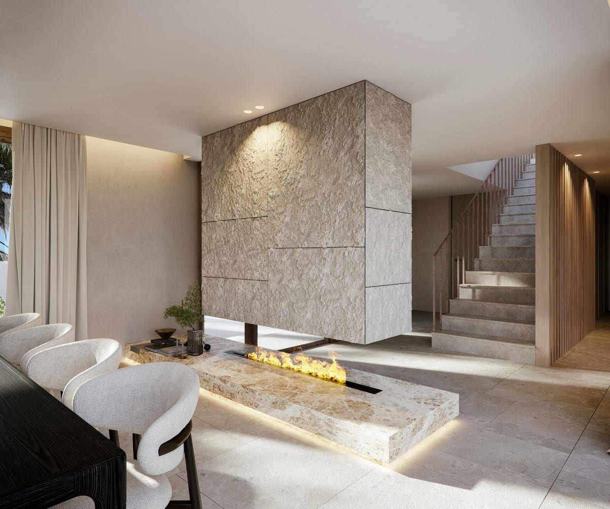 Interior visualisation of VERDANA VILLAS with the main living area and contemporary finishes.