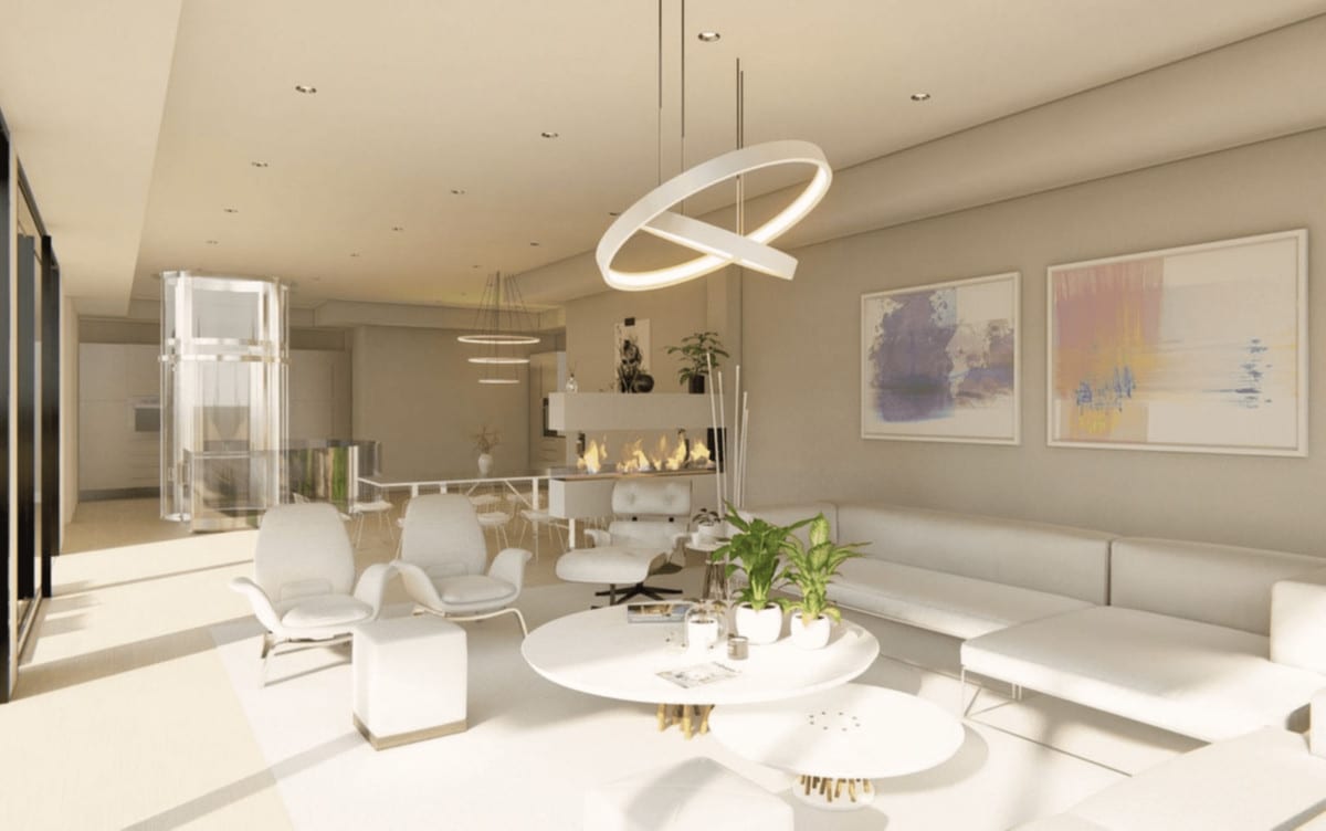 Kitchen visualisation of VILLA 001 MARBESA with fitted cabinetry, worktop area and natural light.