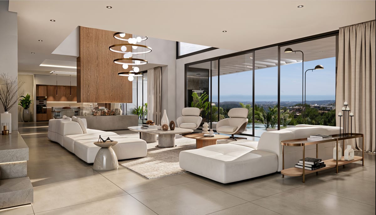 Interior visualisation of VILLA AKASIA with the main living area and contemporary finishes.