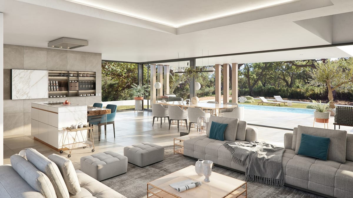 Interior visualisation of VILLA AZAHAR SAN ROQUE CLUB with the main living area and contemporary finishes.