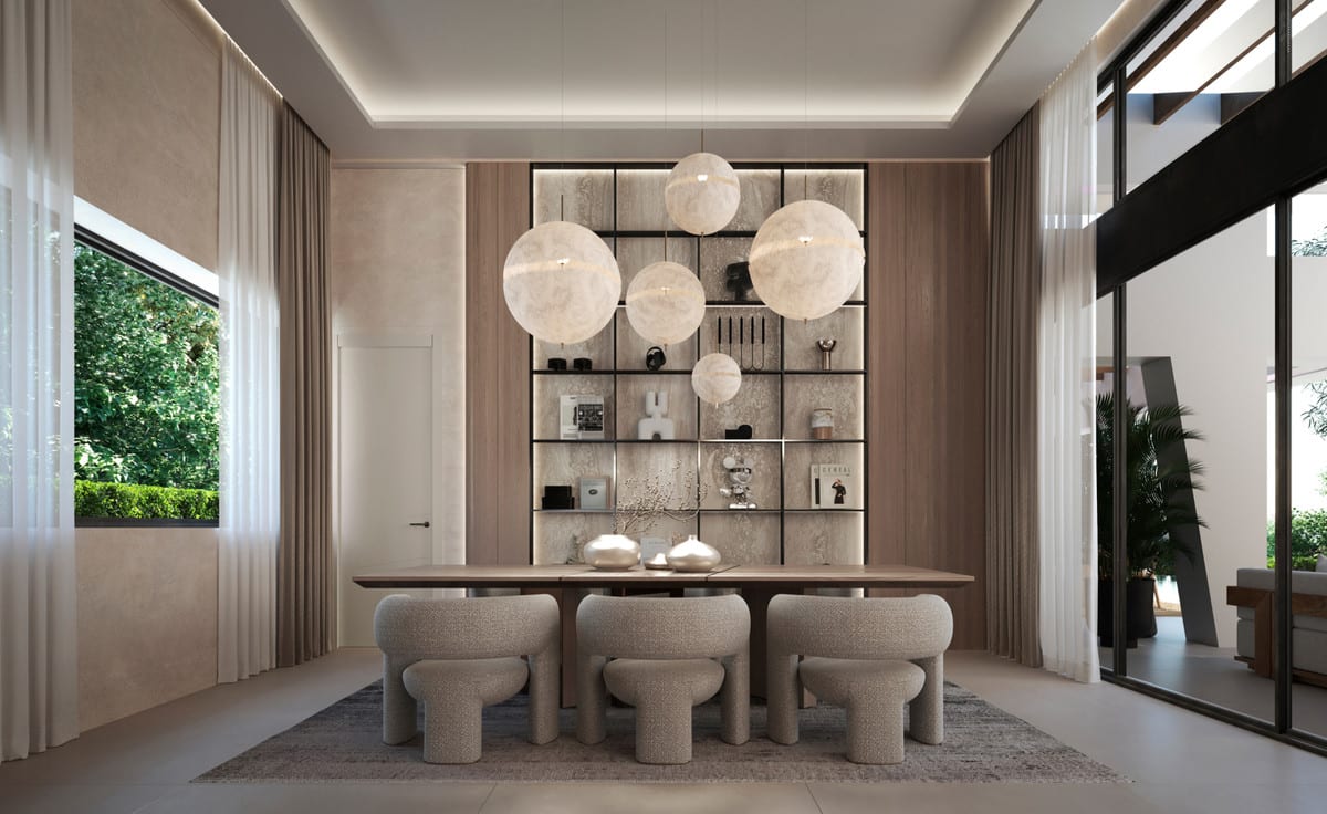 Kitchen visualisation of VILLA CASIA with fitted cabinetry, worktop area and natural light.