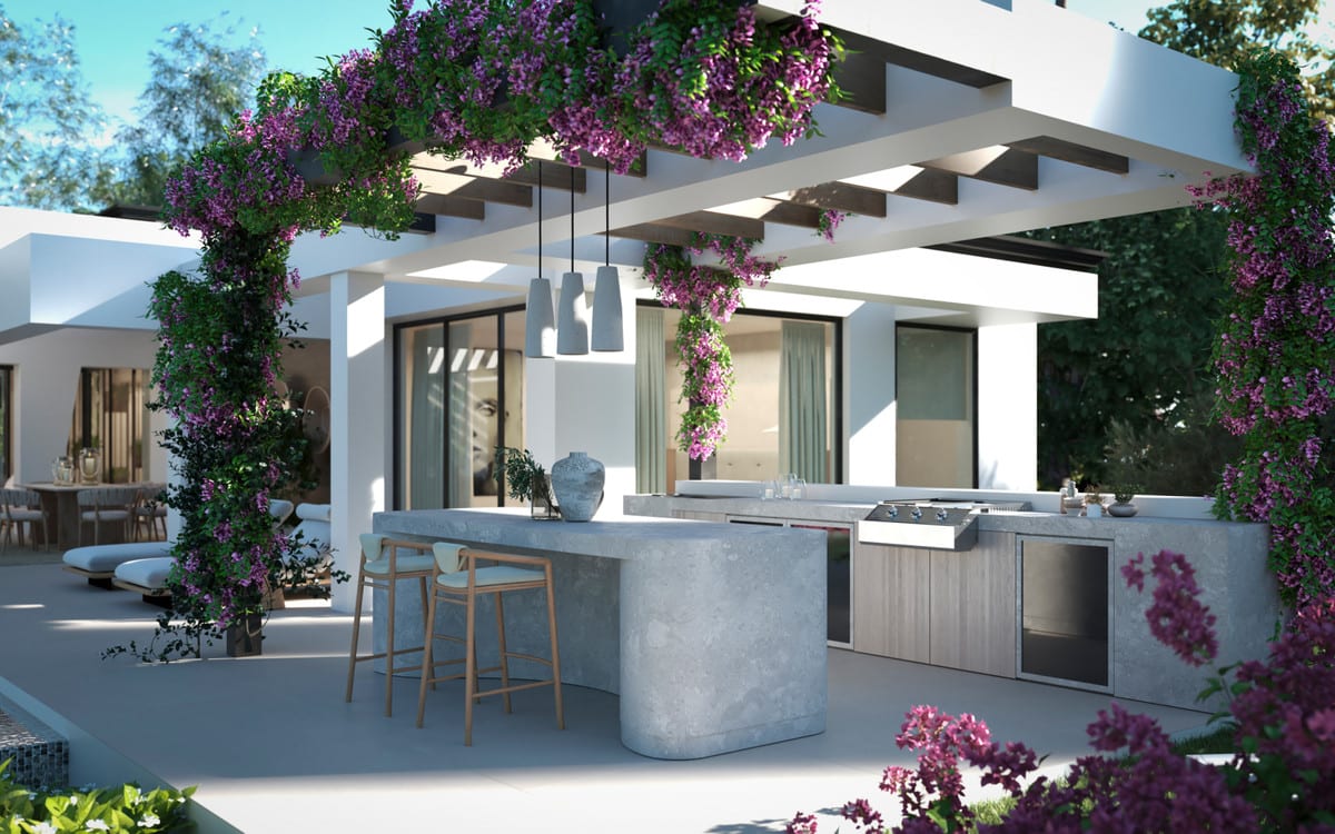 Bedroom visualisation of VILLA CASIA with calm finishes and a residential atmosphere.