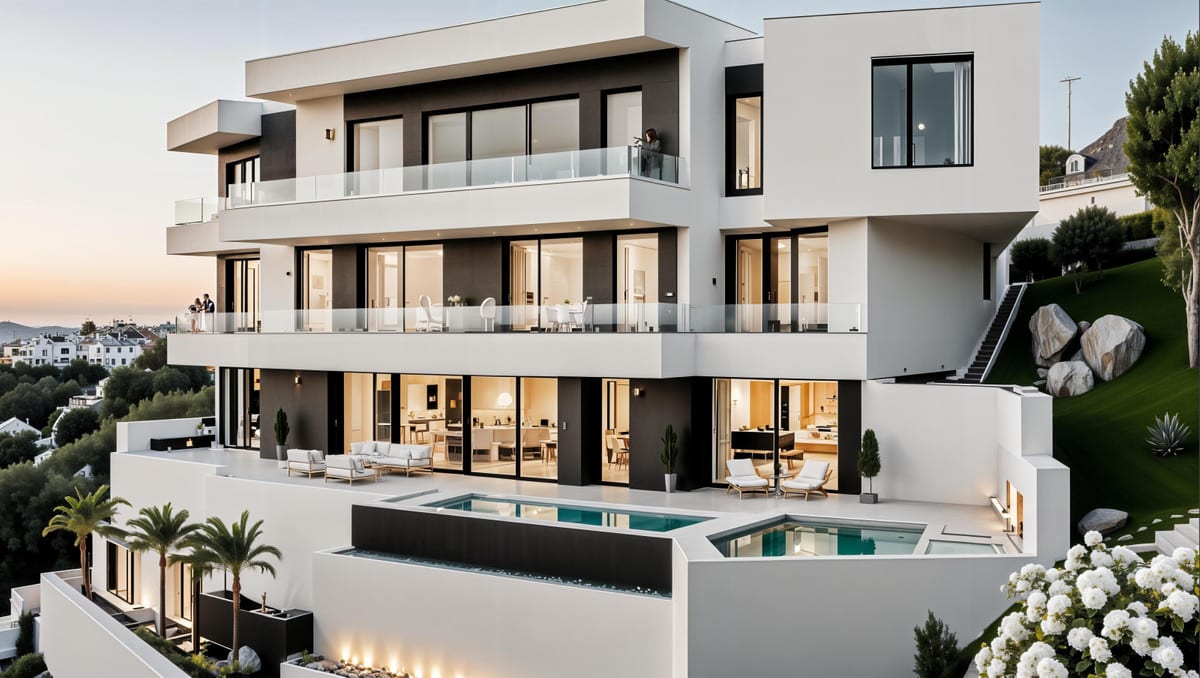 Project visualisation of VILLA DANIELLA with exterior architecture, terraces and landscaped outdoor space.