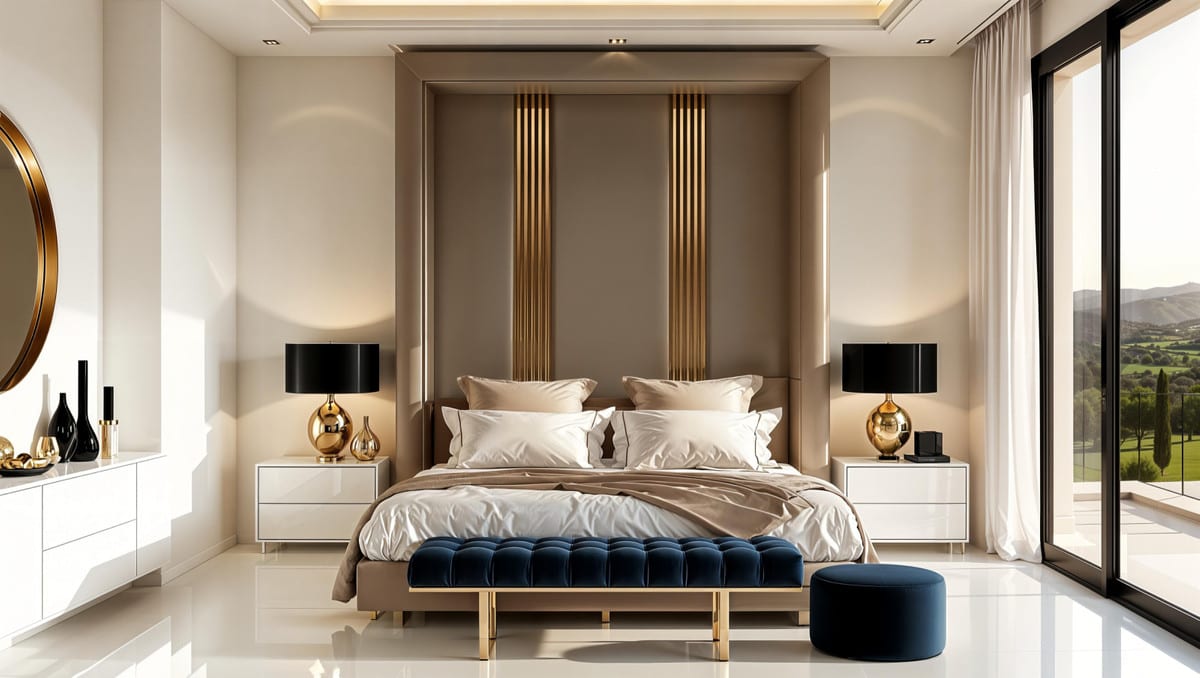 Bedroom visualisation of VILLA DANIELLA with calm finishes and a residential atmosphere.