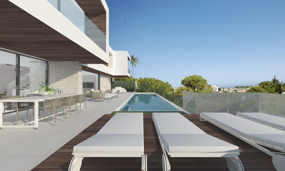 Project visualisation of VILLA GALA SELWO with exterior architecture, terraces and landscaped outdoor space.