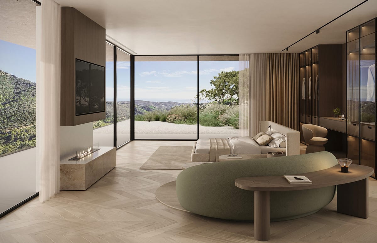 Bedroom visualisation of VILLA ISOLA with calm finishes and a residential atmosphere.