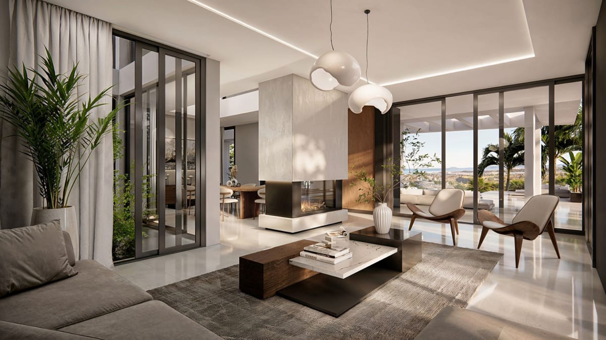 Interior visualisation of VILLA LIRIA with the main living area and contemporary finishes.