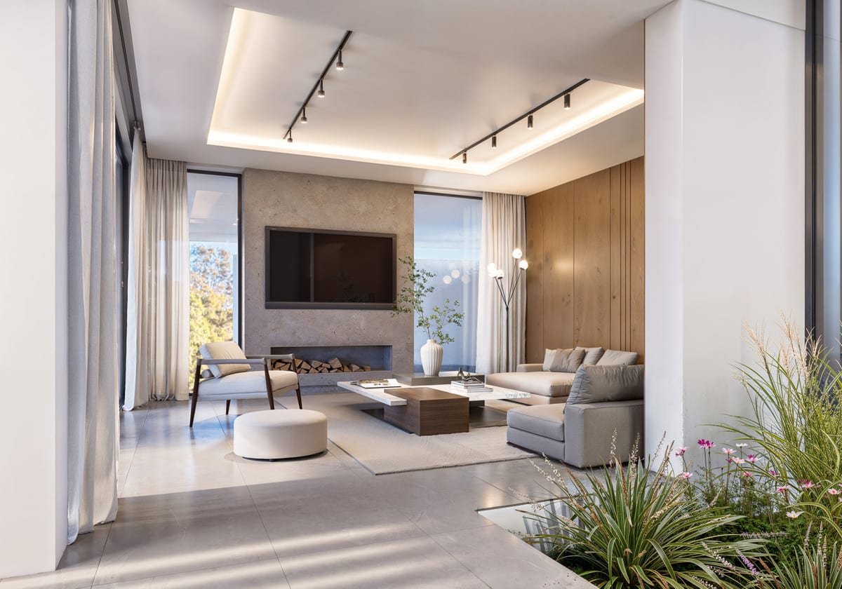 Interior visualisation of VILLA LYRA REAL with the main living area and contemporary finishes.