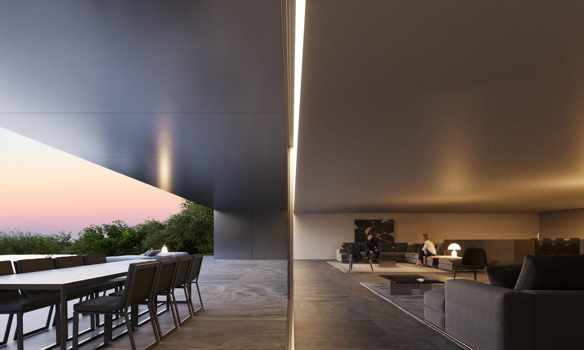 Interior visualisation of VILLA OAK with the main living area and contemporary finishes.