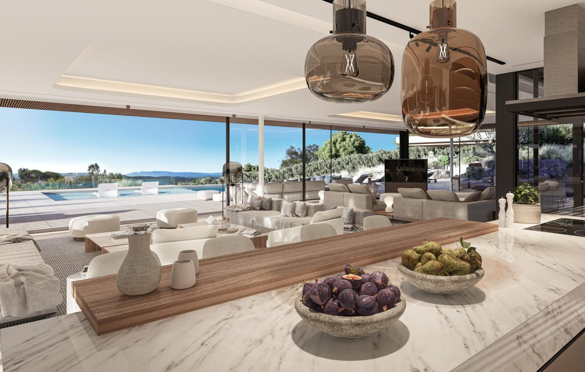 Interior visualisation of VILLA RETIRO - THE COLLECTION with the main living area and contemporary finishes.