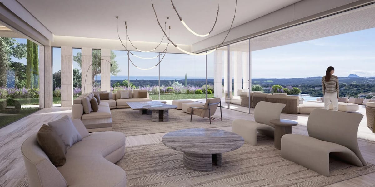 Interior visualisation of VILLA VIDA - THE FIFTEEN with the main living area and contemporary finishes.