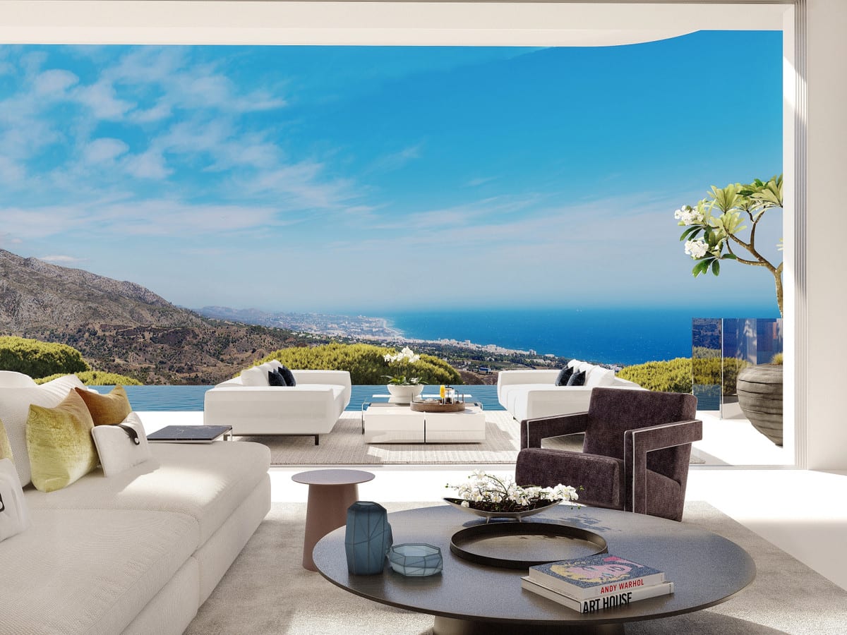 Interior visualisation of VISTA LAGO RESIDENCES with the main living area and contemporary finishes.