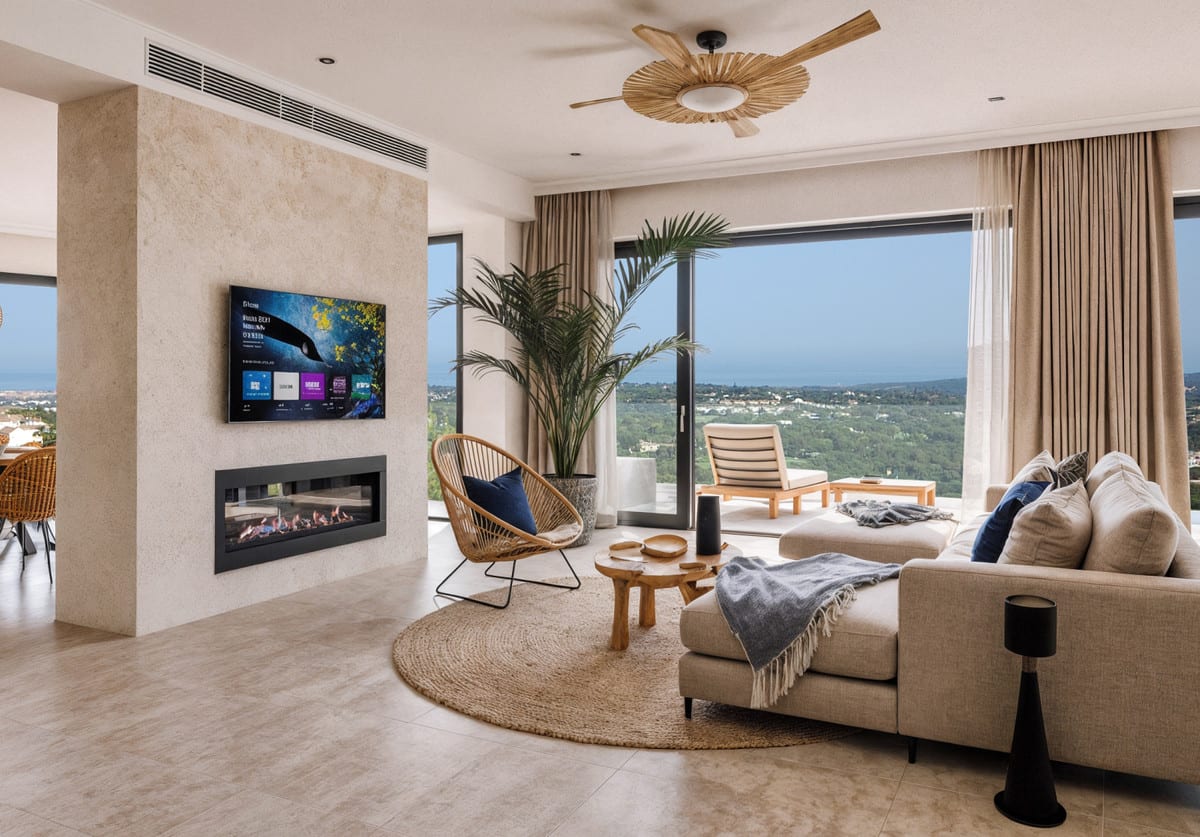Interior visualisation of ZOE with the main living area and contemporary finishes.