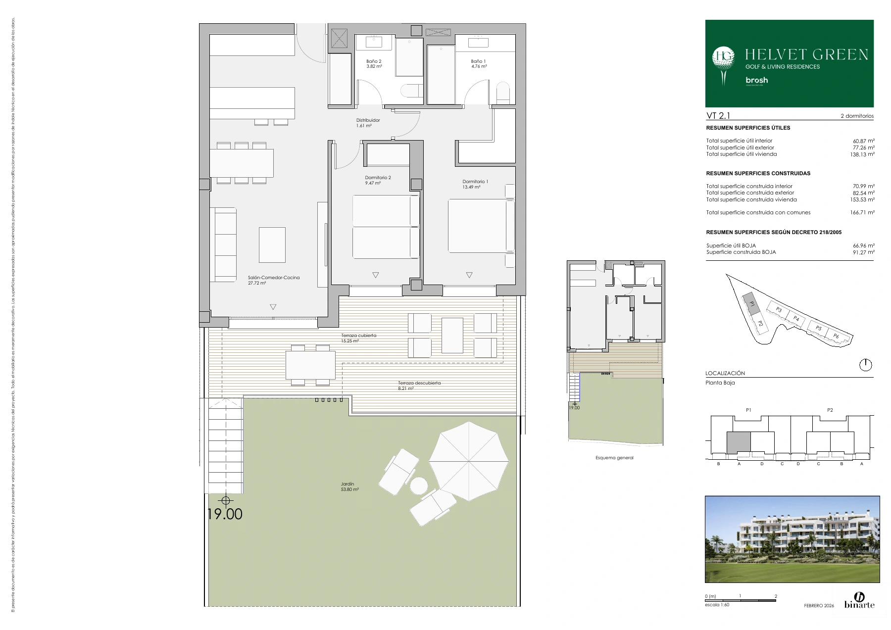 HELVET GREEN: gennemgået plan for lejlighed A i stueetagen i Portal 1.