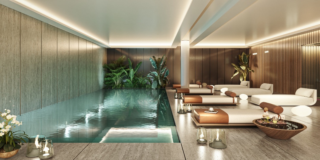 ROYAL RIVER: indendørs pool ved loungen. Visualisering.