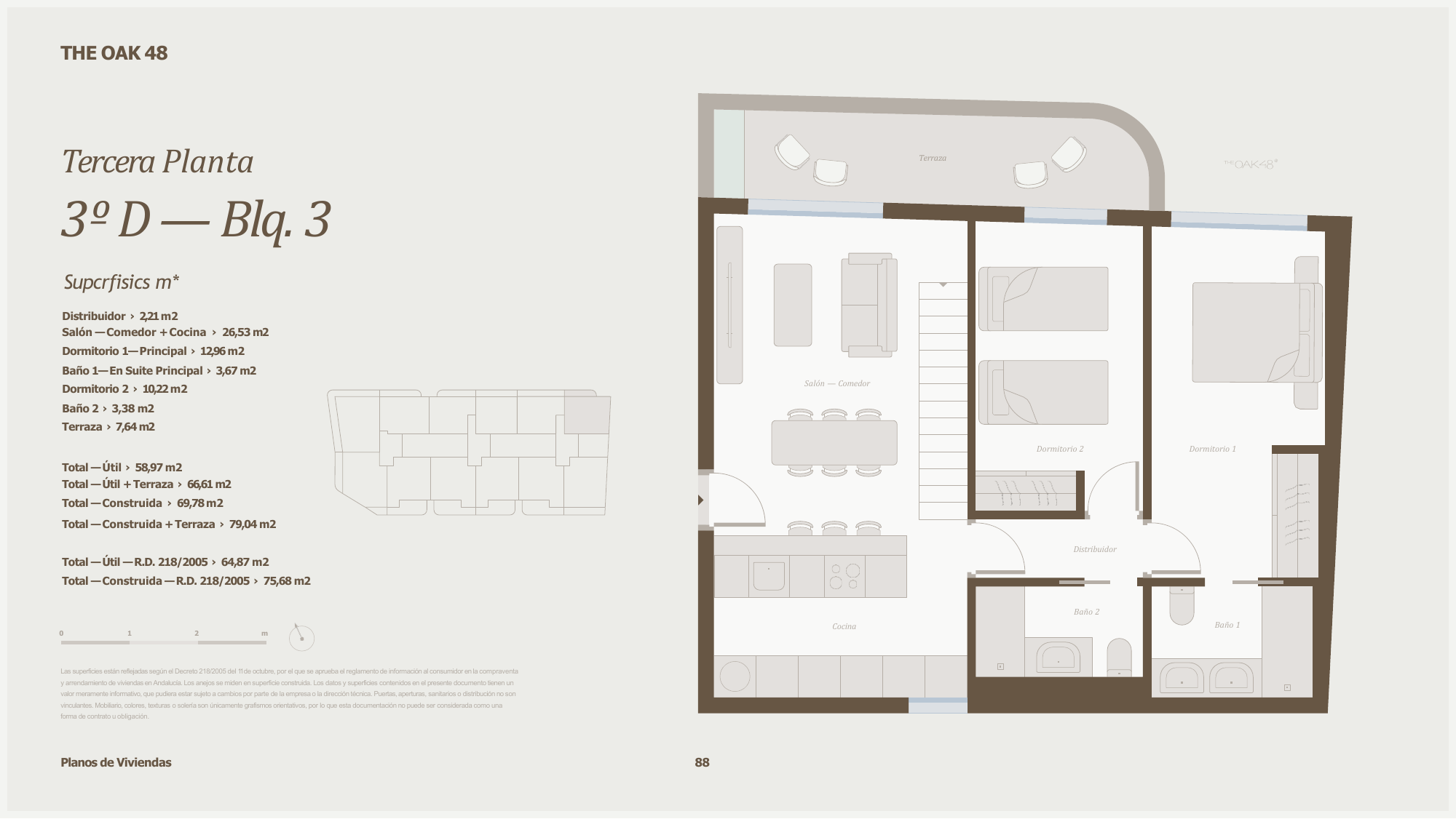 THE OAK48 · block 3 floor 3 D · main level and roof