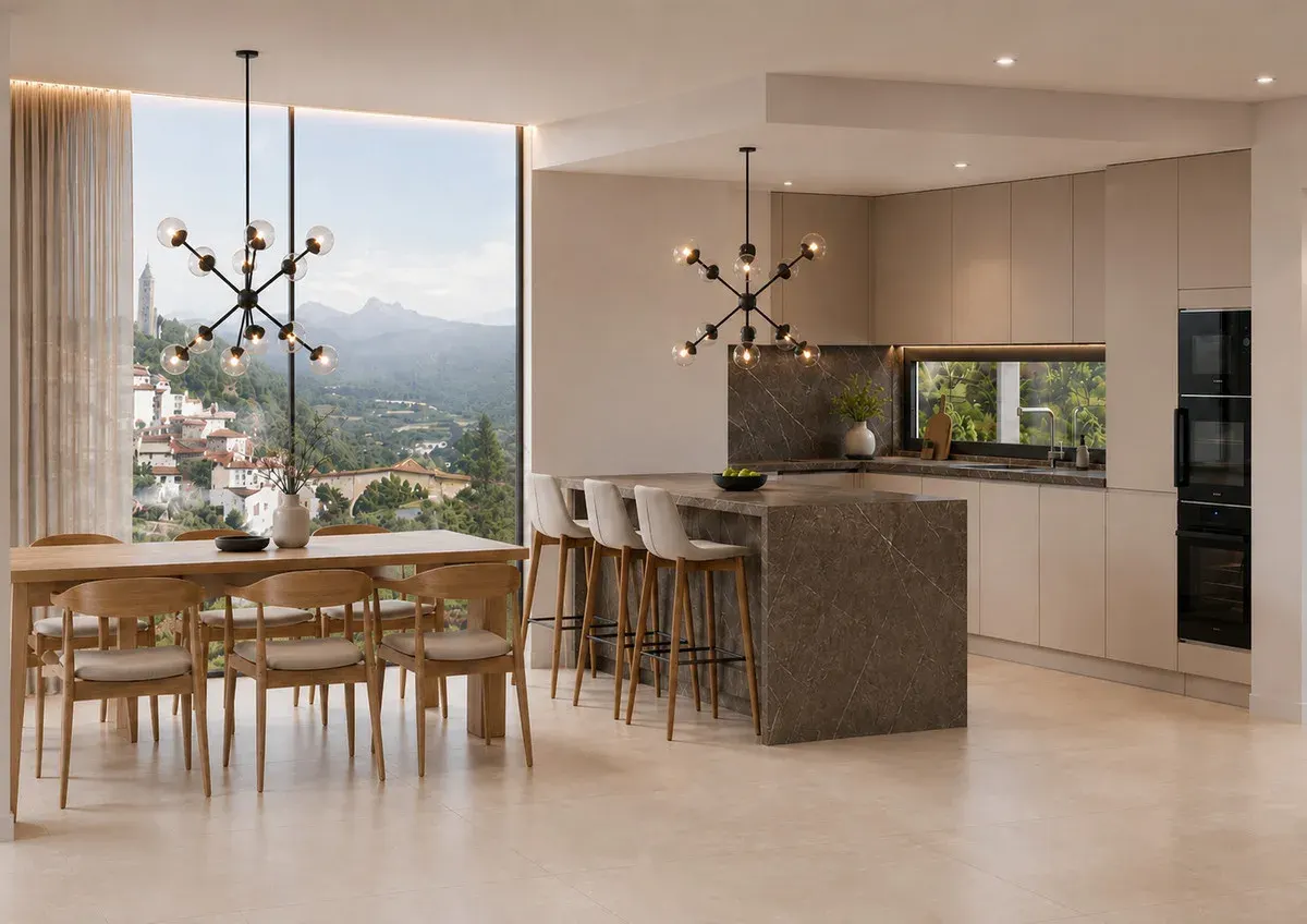 LUXURY GOLF — interieurbeeld om lichtinval, indeling, keukenflow en zichtlijnen per concrete woning te beoordelen.