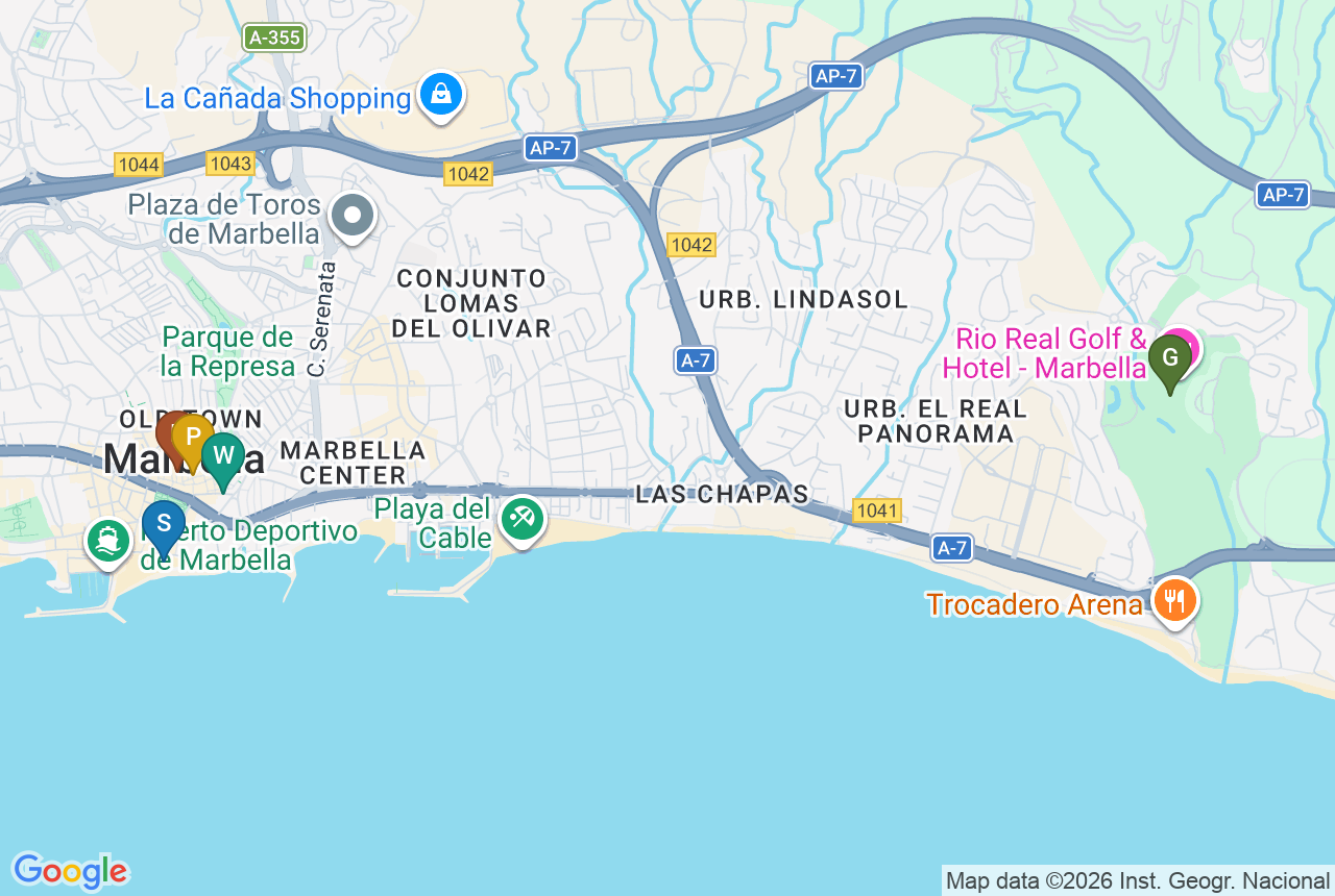Google map of Casa Gloria with five pins