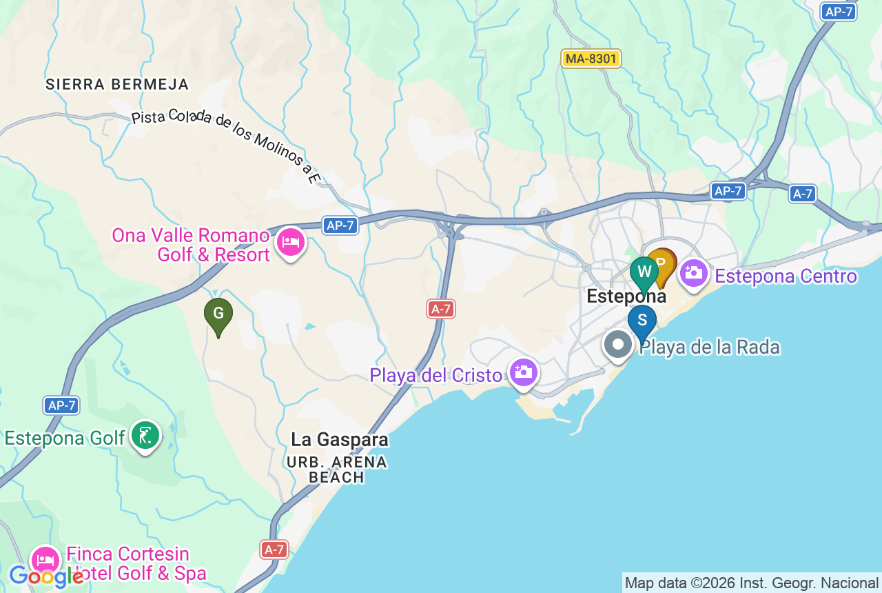 Google map of Para&iacute;so de Azahar with five pins