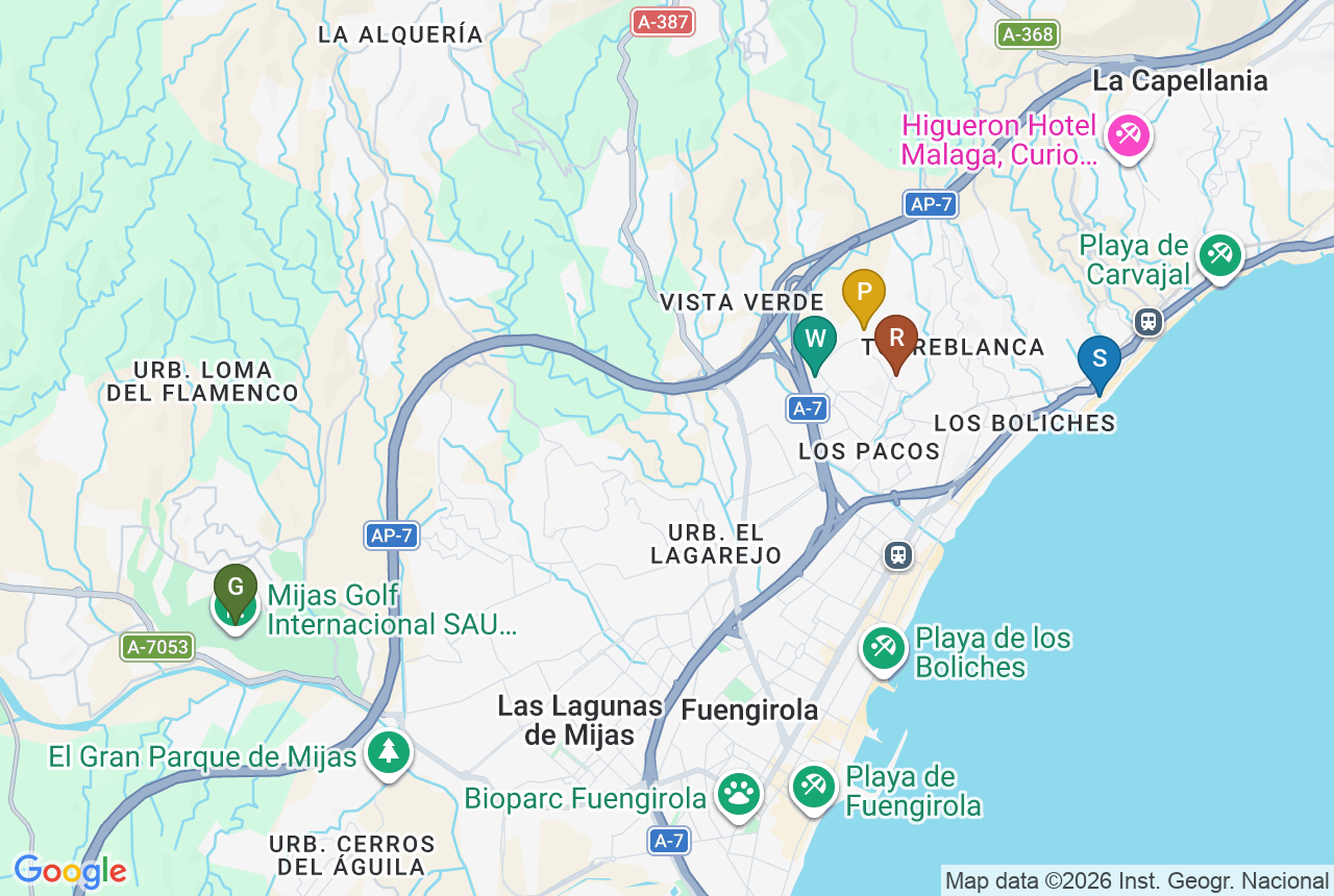 Google map of Sunset Views with five pins