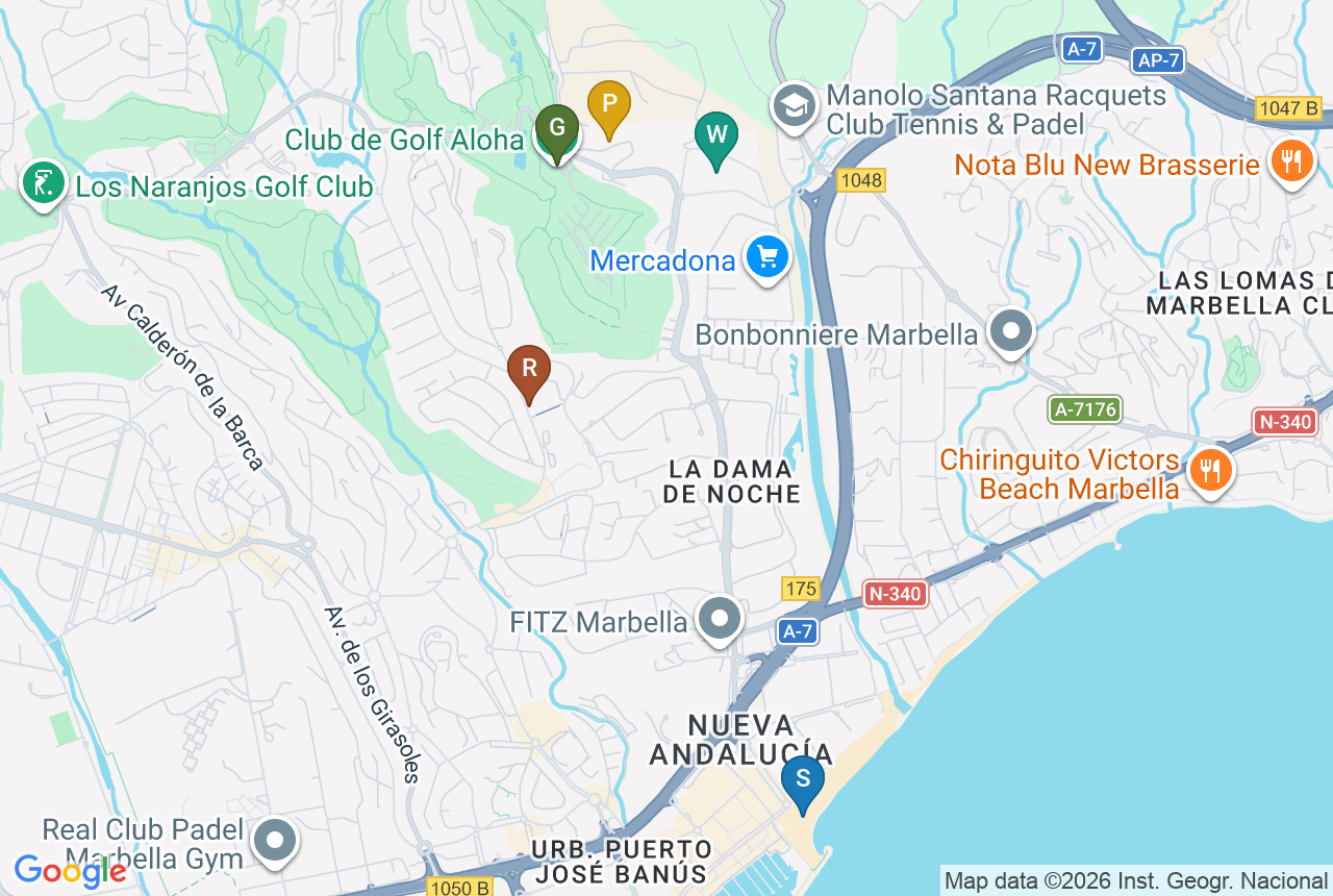 Google map of Aloha Forest with five pins